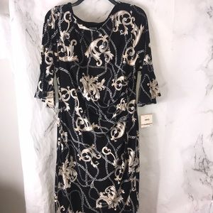 NWT Anne Klein baroque chain black dress